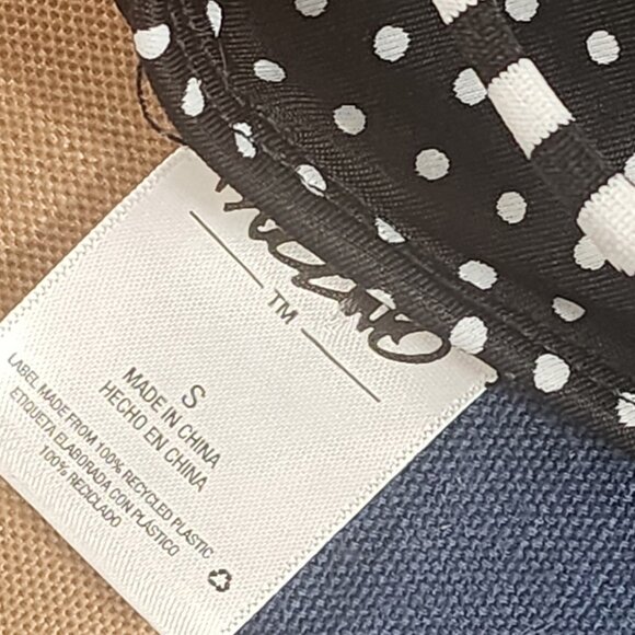 Massimo Black and White Polka Dot Striped Straps Nylon Span Bikini Top Size S - Picture 16 of 16